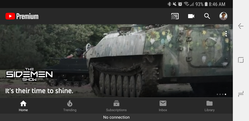 Sadly, even though my phone has a dark mode skin, dark-themed YouTube still forces a white nav bar.